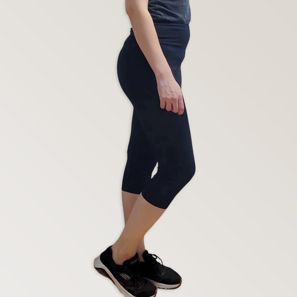 U2B Black Workout Leggings Pants, Gym High Rise Stretchy Crop Pants - Picture 3 of 11